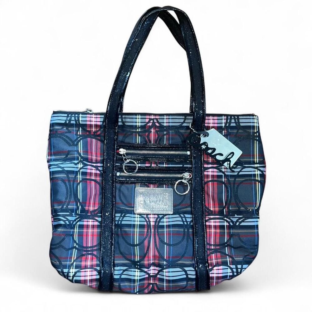 Vintage Y2K 2000 Coach Poppy Tartan Plaid Handbag with Matching Wallet Pouch